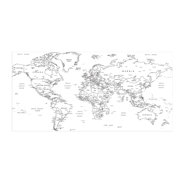 Uncolored World Map  Reusable Durable Polystyrene Material Holds The Surface With Static Electricity