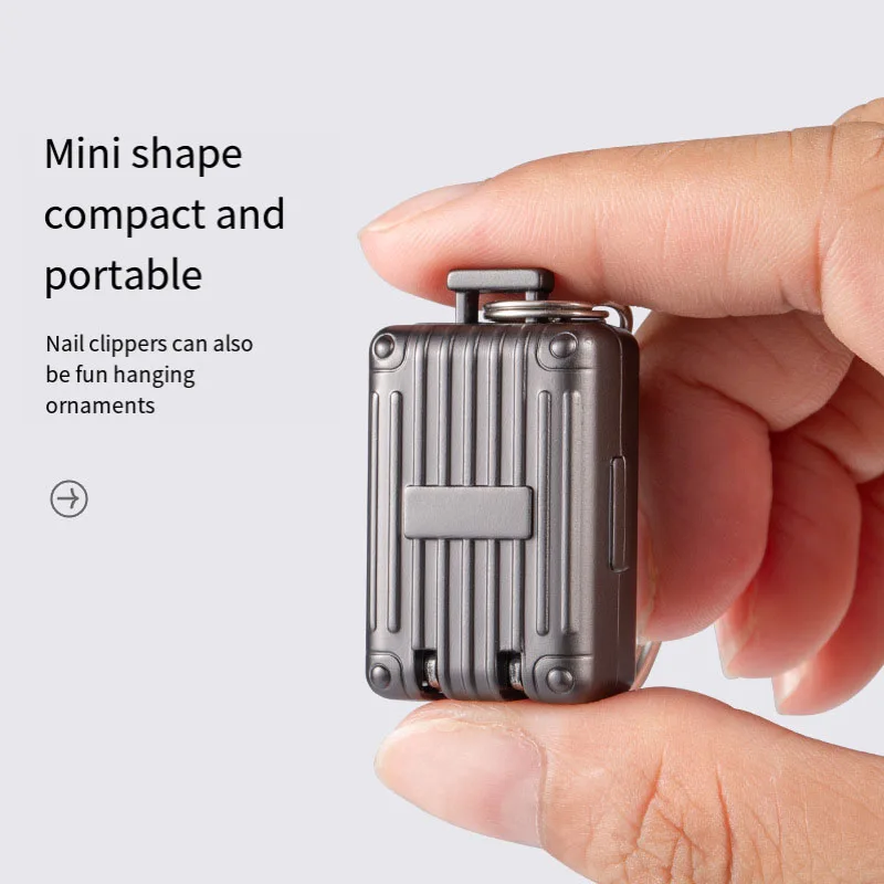 Unique Design Cute Luggage Stainless Steel Portable Foldable Mini Fingernail Clipper with Keyring Nail Clipper Nail Cutter
