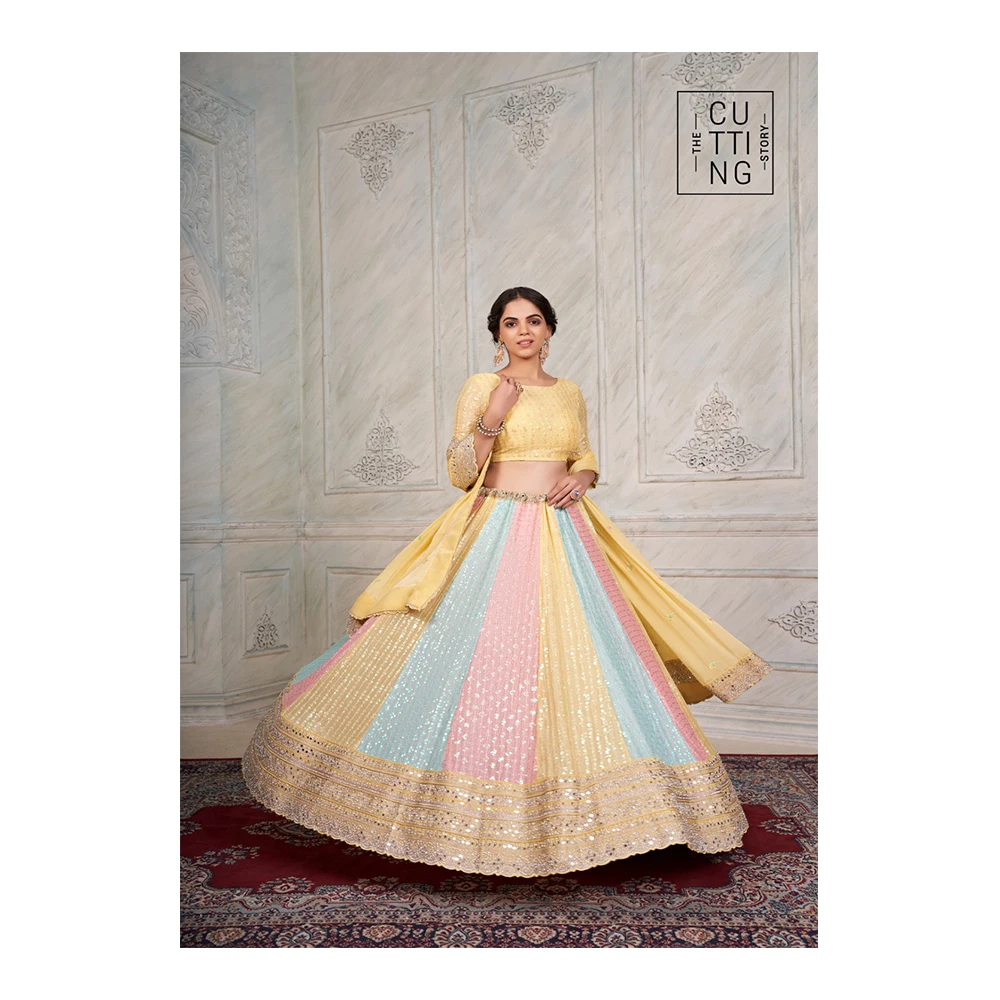 New Arrival 2023 Indian Party Wear Lehenga Choli With  Detailed Embroidery and Thread Work in Georgette Fabric