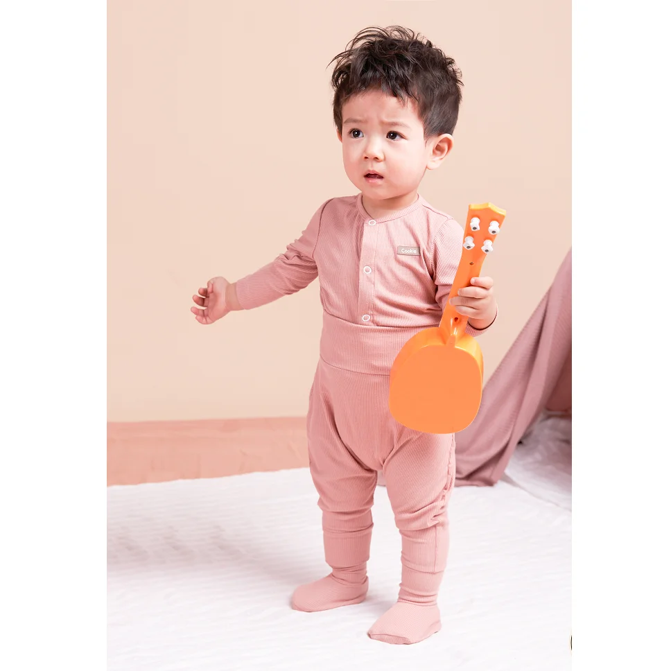Low MOQ CF button placket long sleeve top & high-waistband pants Newborn Unisex Baby Set Made in Vietnam