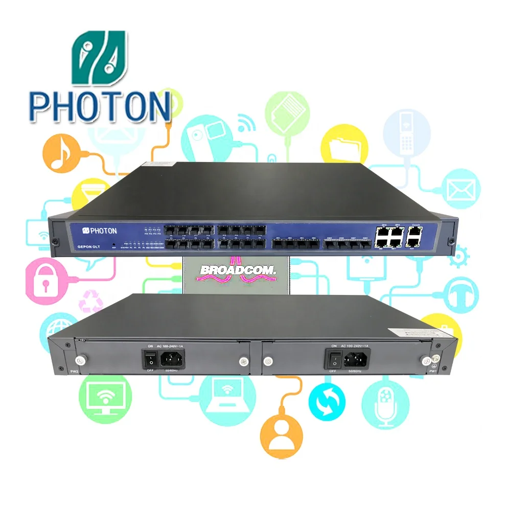 Fiber Optic L3  16 Pon Ports+4*10GE+4GE SFP+4GE RJ45  EPON OLT