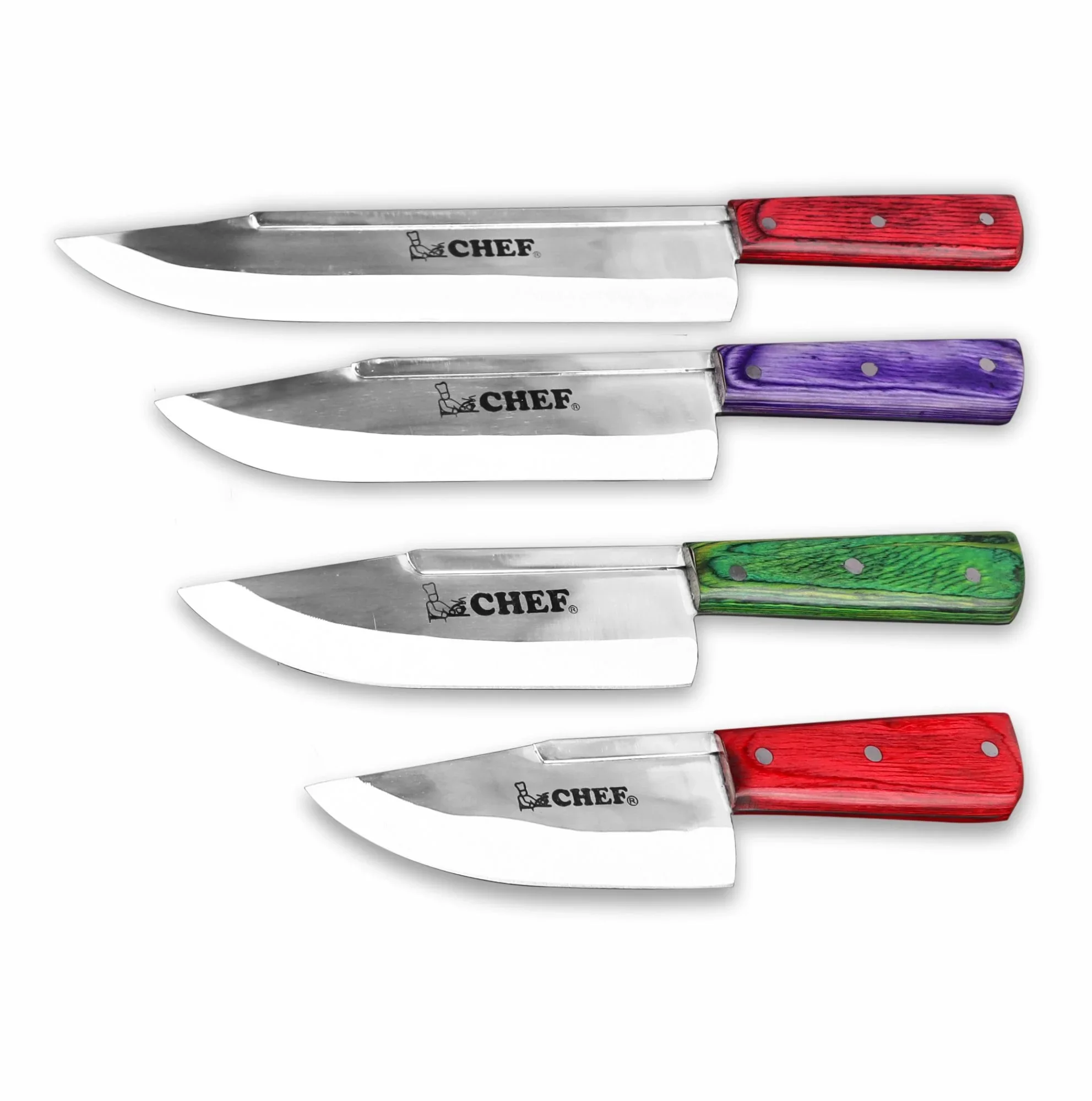 Best 4-Piece Stainless Steel Chef Knife Set Kitchen Skinner Meat Cutting Pakka Wood Handle Four-Piece Metal Kitchen Knife Set