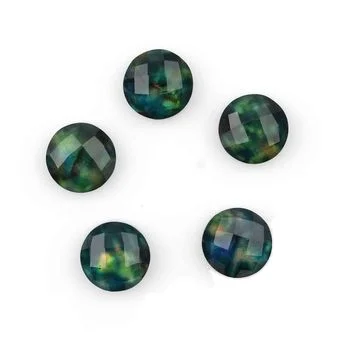 2024 Top Selling High Polished Blue Ammolite Hydro Quartz 12mm Faceted Round Circle Briolette Loose Gemstone For Making Jewelry