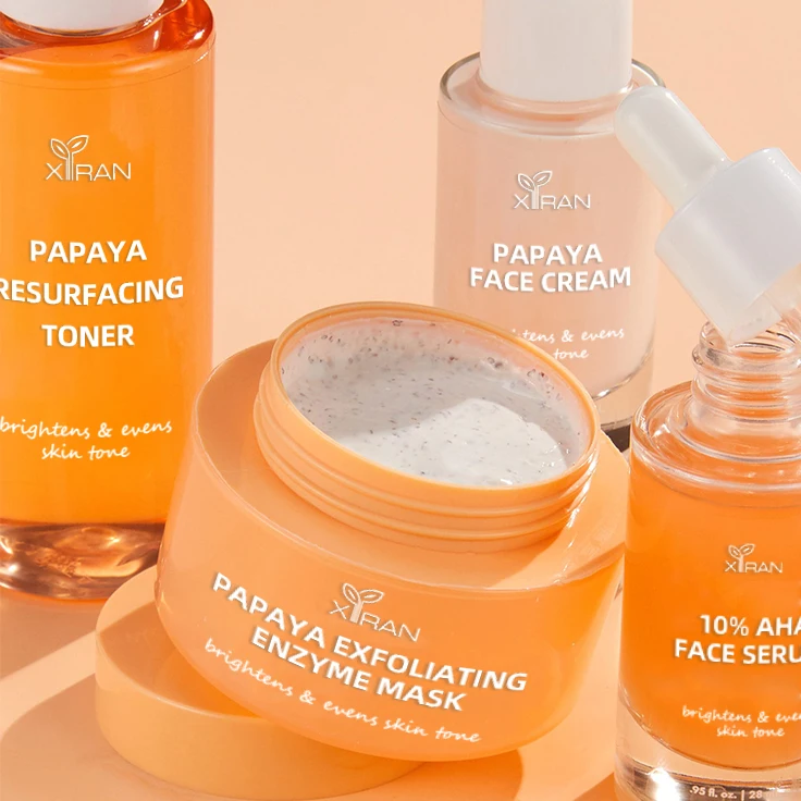 Private Label AHA Papaya Enzyme Exfoliating Mask Gentle and Soothing Glycolic Acid Papaya Enzyme Face Peel Mask