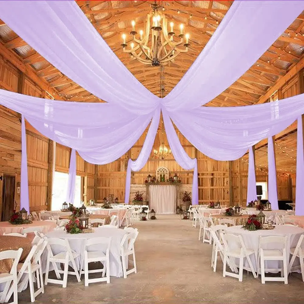 Chiffon Ceiling Drapes Wedding Decorations 6 Panels 5ftx10ft Romantic Wedding Arch Sheer Swag Drapes