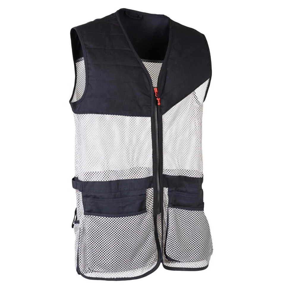 Black White Clay Pigeon Shooting Vest Polyester Bottom Coating Clay Shooting Vest Clay Pigeon Shooting Apparel For Competitors