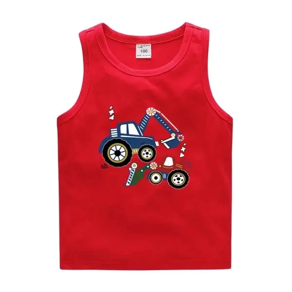 High quality summer boys 100% cotton Sleeveless vest cartoon machine printing boys t-shirts polo shirts tank top