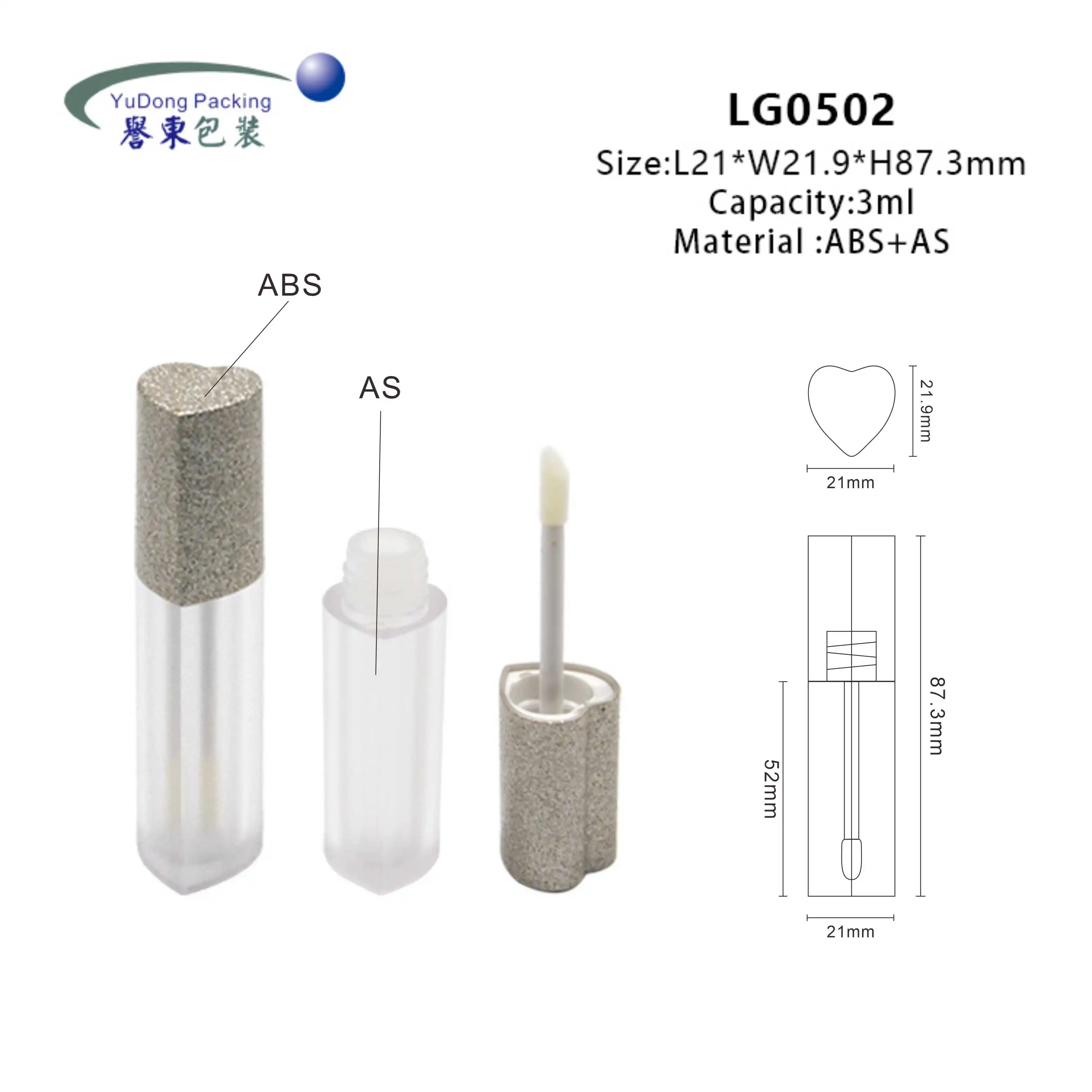 Unique 3ml 6ml luxury pink heart shaped lipgloss tubes packaging clear lip gloss tubes with wands custom logo