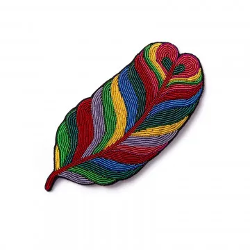 new fashion  hand embroidery bullion wire brooch HAND  fashion brooch custom made jacket patches Paradise feather pin