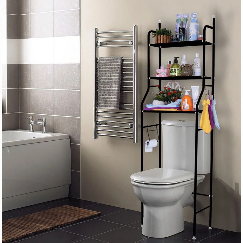 Wholesale Metal 3 layer space saving bathroom organizer rack toilet rack shelf bathroom storage rack