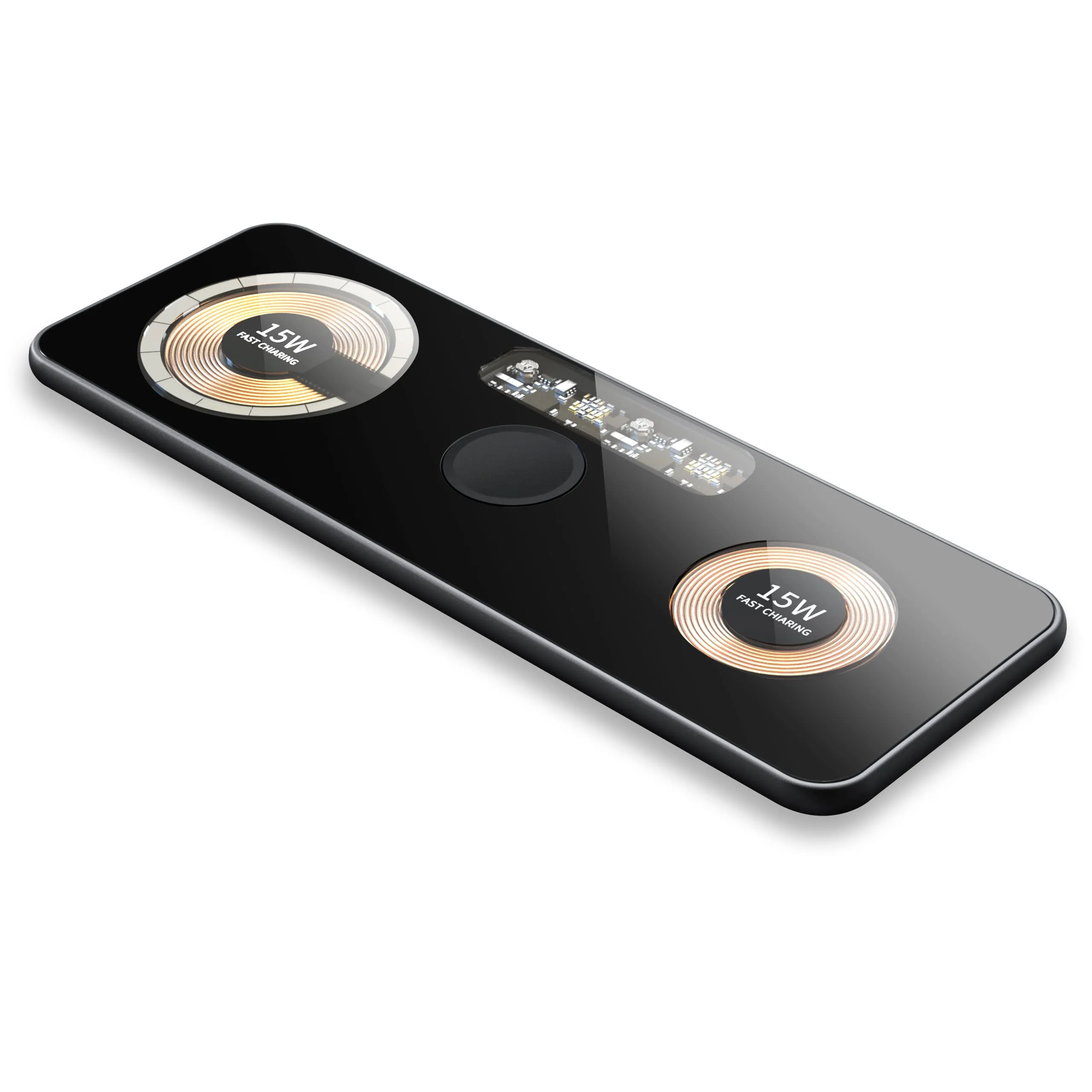 Travel temper glass Dual 15W Fast Transparent panel  Magnetic Station Aluminium Alloy Body 3 in 1 Fast Wireless Charging Pad