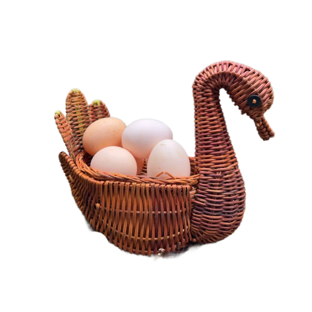 Корзина для хранения в форме лебедя плетеная ротанговая деревенская винтажная утиная корзина детей организация во Вьетнаме