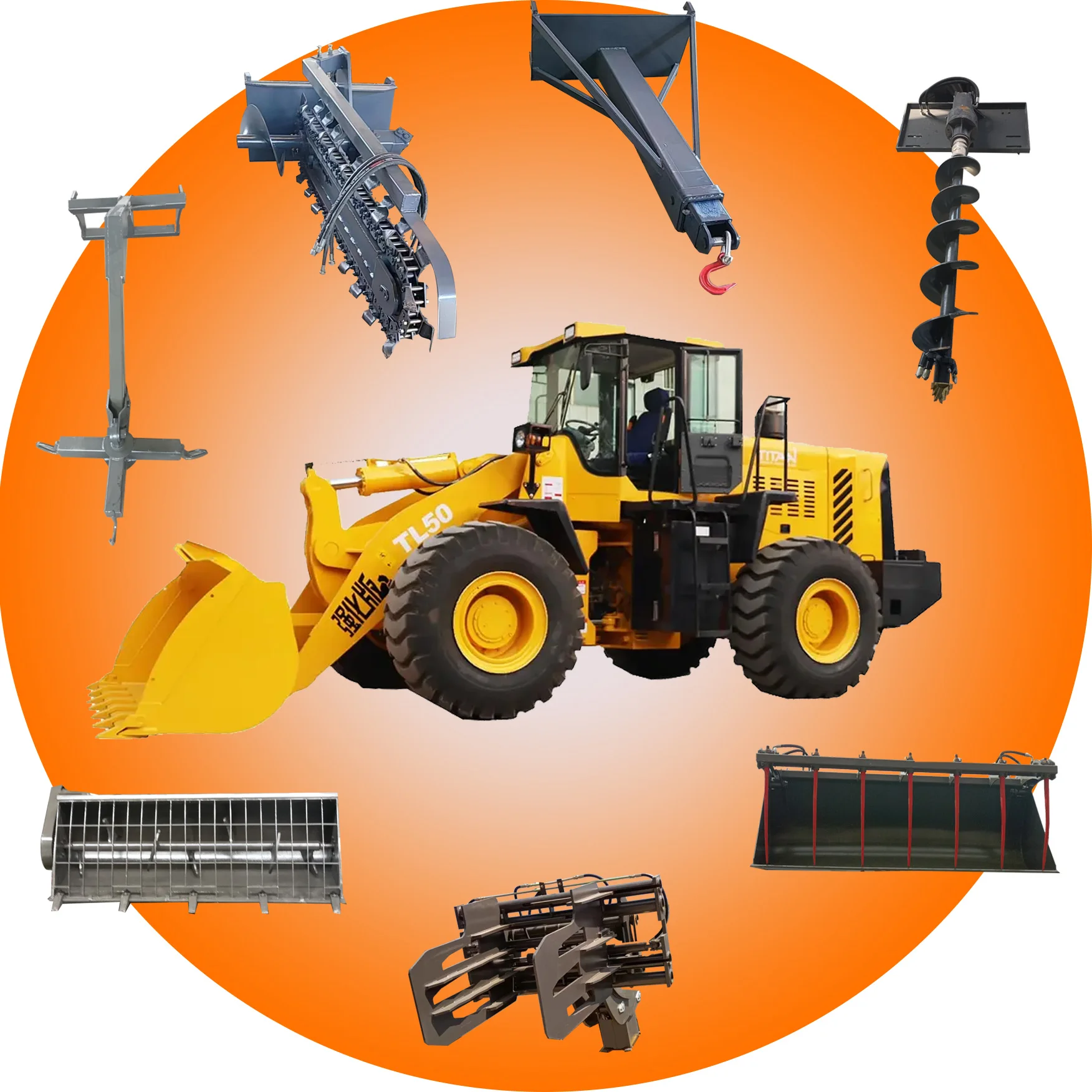 TITAN 5 ton TL50 hydraulic wheel loader with 3 cubic meter bucket front end loader