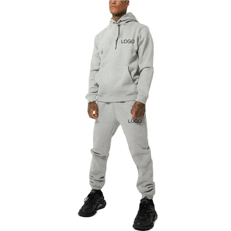 Jogging Suit Custom Logo French Terry Cotton Blank Color Block Tracksuit Outdoor Heavy Weight Unisex Sweatpants Hoodie Set Mens