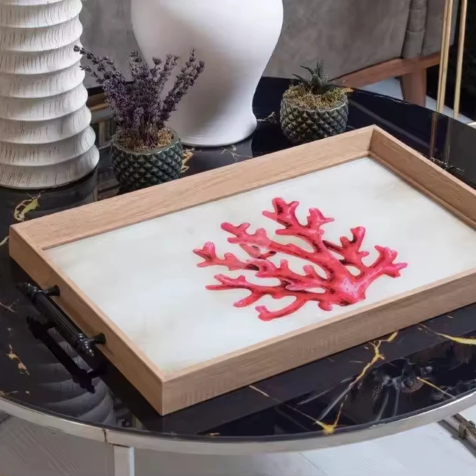 Decorative Serving Tray Custom Design Direct Sales from Factory Glass Tray with Handles Home Decor Table Decoration Kitchen