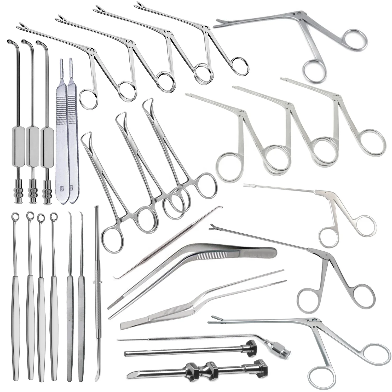 Fess Nasal Sinus Endoscopy Instrument Set of 32Pcs Myringotomy Surgery General Micro ENT Ear Speculum Surgical Instruments