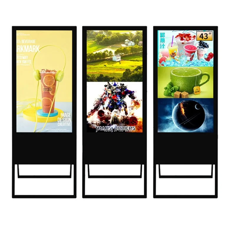 Bus media player 4K HD 43 55 inch digital display screen with split software flap display for advertising Totem