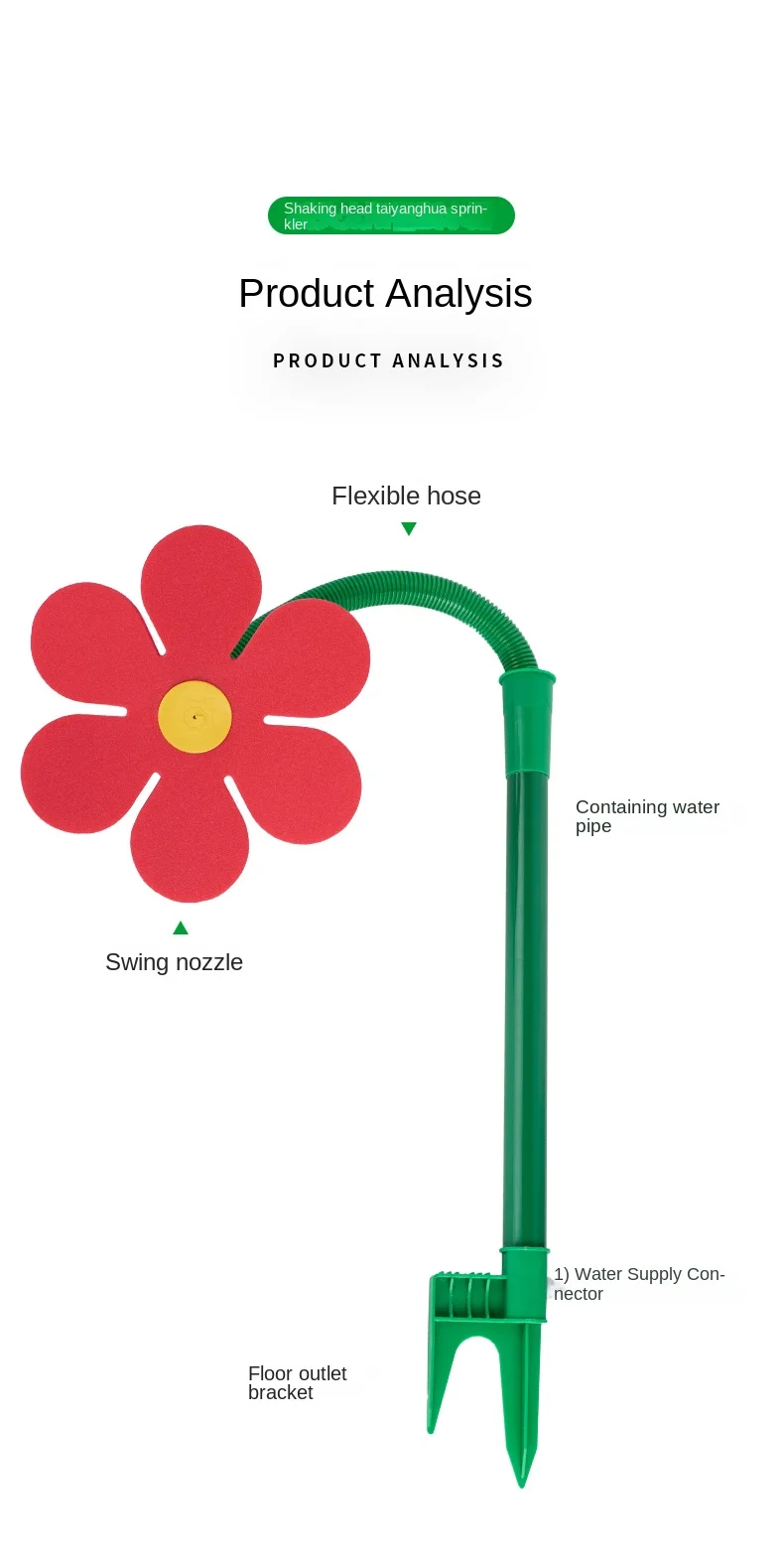 360 Degree Funny Dnace Flower Plant Water Irrigation Sun Flower Garden Sprinkler