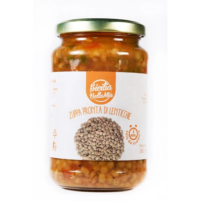 Made in Italy ready to eat food 100% italian lentils soup with italian tomato sauce 360 gr