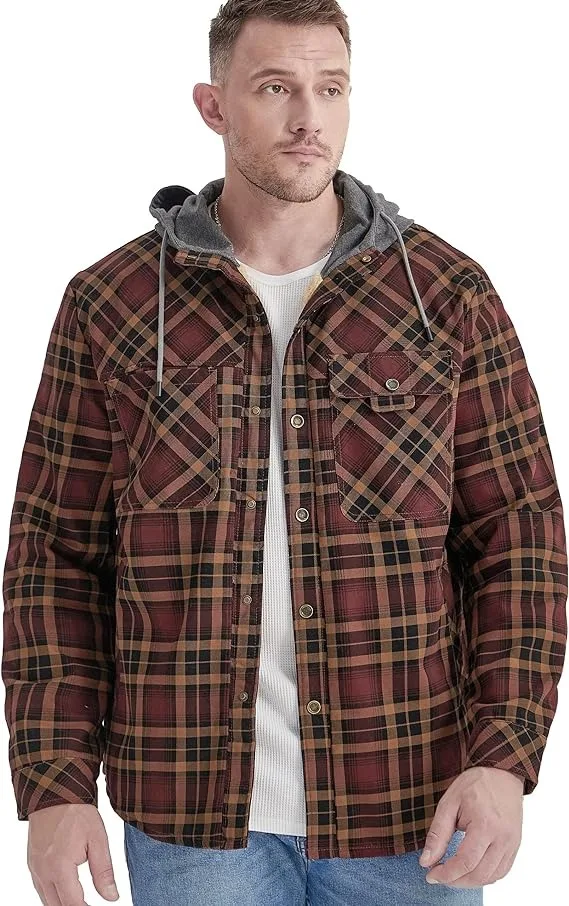 100% Cotton Heavyweight Autumn Winter Long Sleeve Buffalo Plaid Flannel Shirt Jacket for Men Clothing Checks Overshirt Jacket