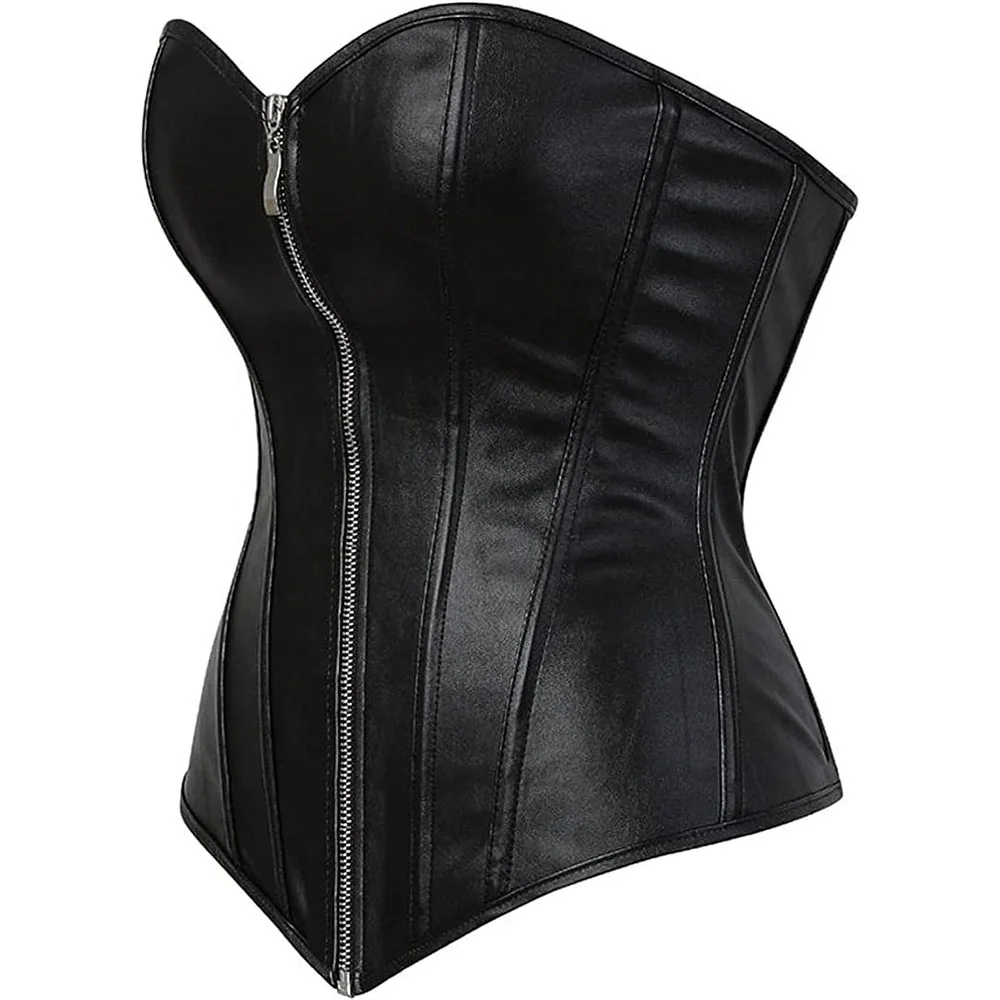 Black Sexy  leather  Gothic Over bust Steel Boned Plus Size customized and color  Corset Top women corset for winter wear