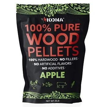 Kona 100% Apple Wood Pellets - Concentrated, Pure, Old Growth Hardwood Grilling Pellets - for BBQ, Smoker Tubes, Grills - 8 lbs