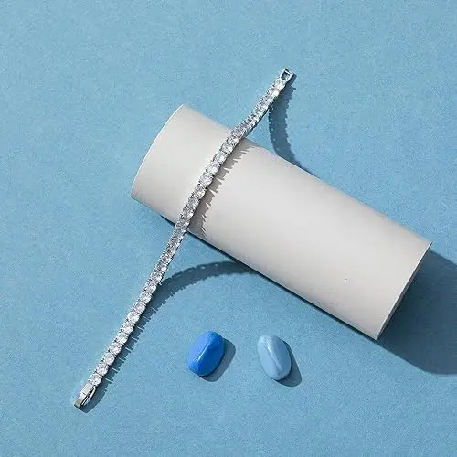 14K White Gold Plated Cubic Zirconia Classic Tennis Bracelet Gold plated Bracelets for