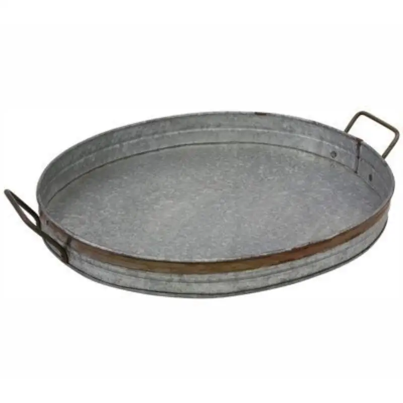 Top quality antique design round galvanized serving tray with customized shape & size for  antique-themed parties