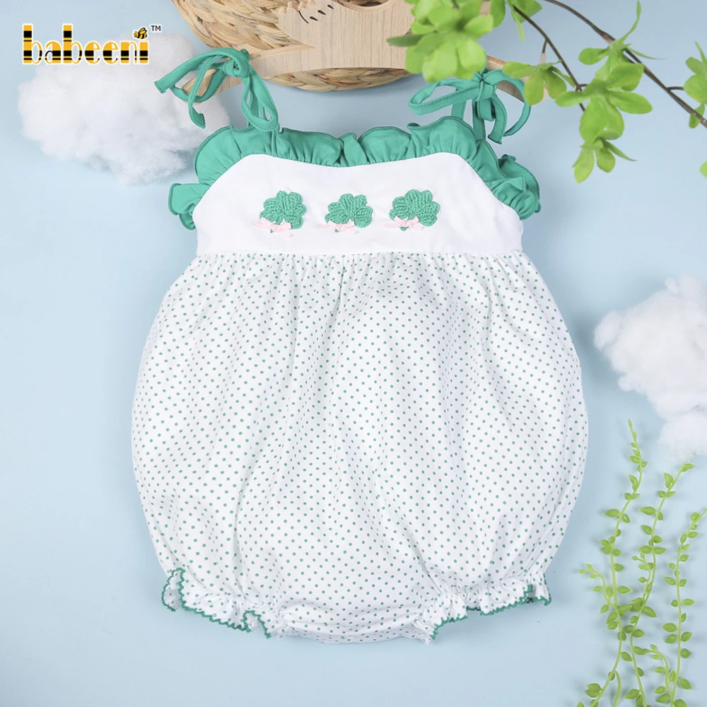 Fancy lucky leaves crochet baby bubble ODM OEM wholesale smocked children clothing set high quality - BB2698
