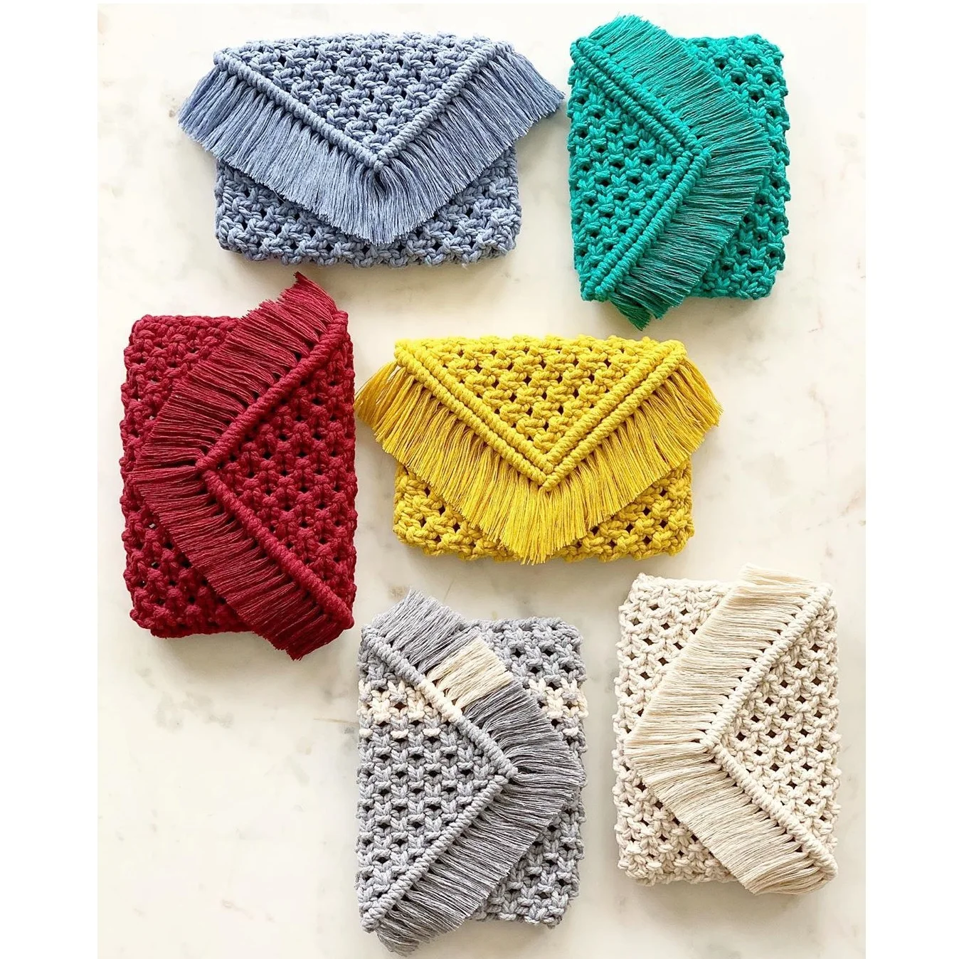 Colorful Macrame Clutch Purse Hand Woven Macrame Wallet Boho Hand Bag With Fringes Buy From India