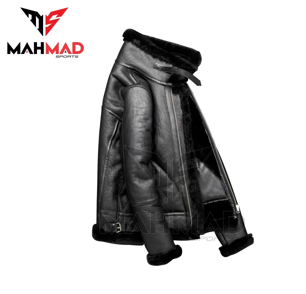 New 2023 Arrival Custom Made Mens Sheepskin Leather Jackets Mens B3 Bomber Aviator Shearling Jacket Fashion Mens Bomber Jackets