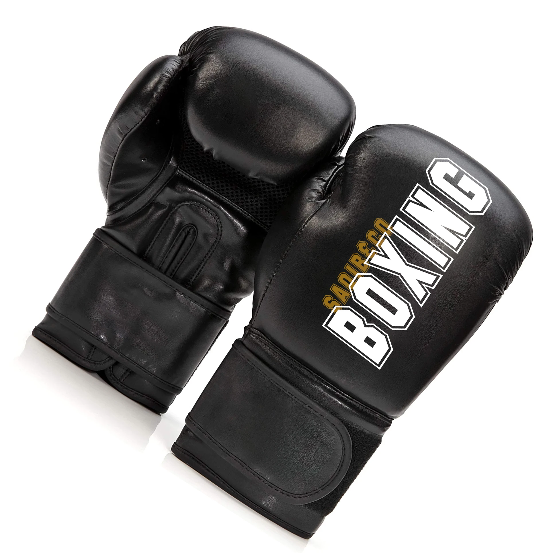 Black Shin Leather Training Boxing Gloves High Quality MMA Gloves & Sparring Boxing Gloves