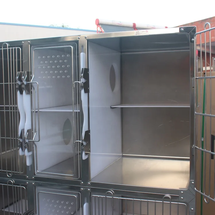 Hacemey hot sale stainless steel 304 wet vet pet  cat cages for cat dog veterinary equipment pet hospital and clinic
