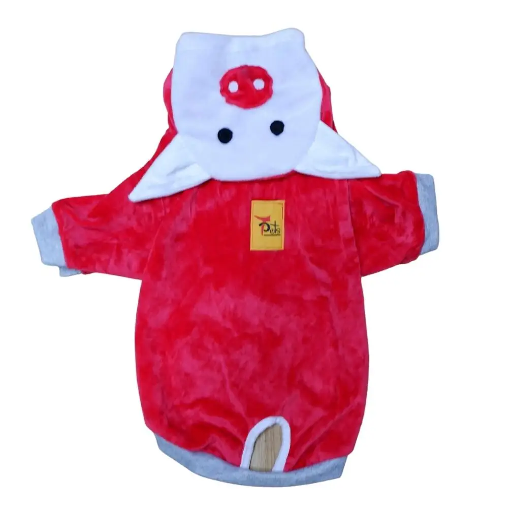 Pet Apparel Handmade Little Pig Hoodies Coat Pet Clothes Autumn Winter Plush Cartoon Pet Warmer Soft Costume Cute Fashion
