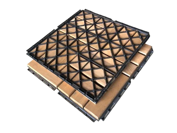 Vietnam Factory Outlet OEM Garden Design 300*300 diy 12 Slats Acacia Solid Wood Interlocking Decking Tiles By Kanhome