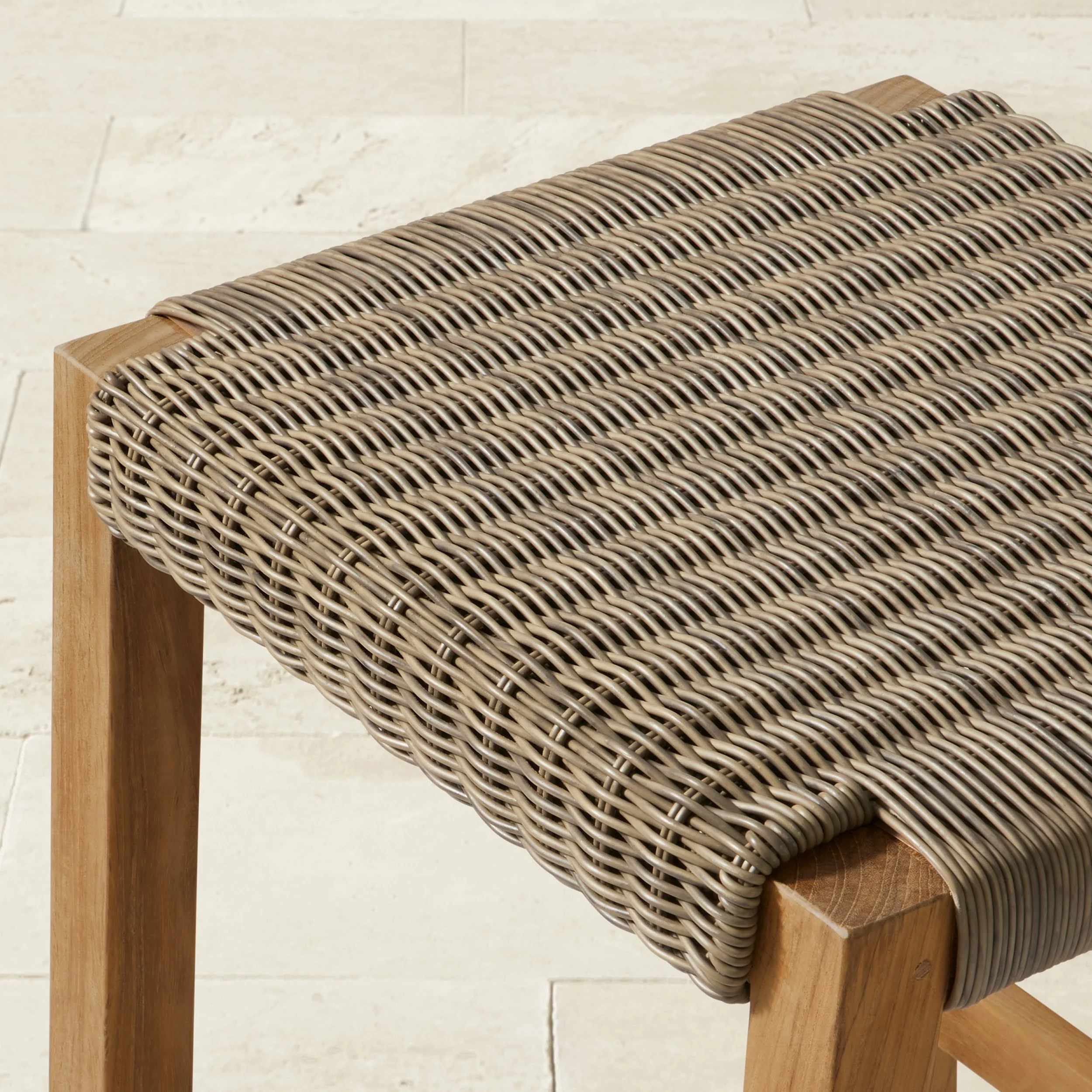 New Design Bar Stoll Natural Teak Wood Combination With Rattan-Mika