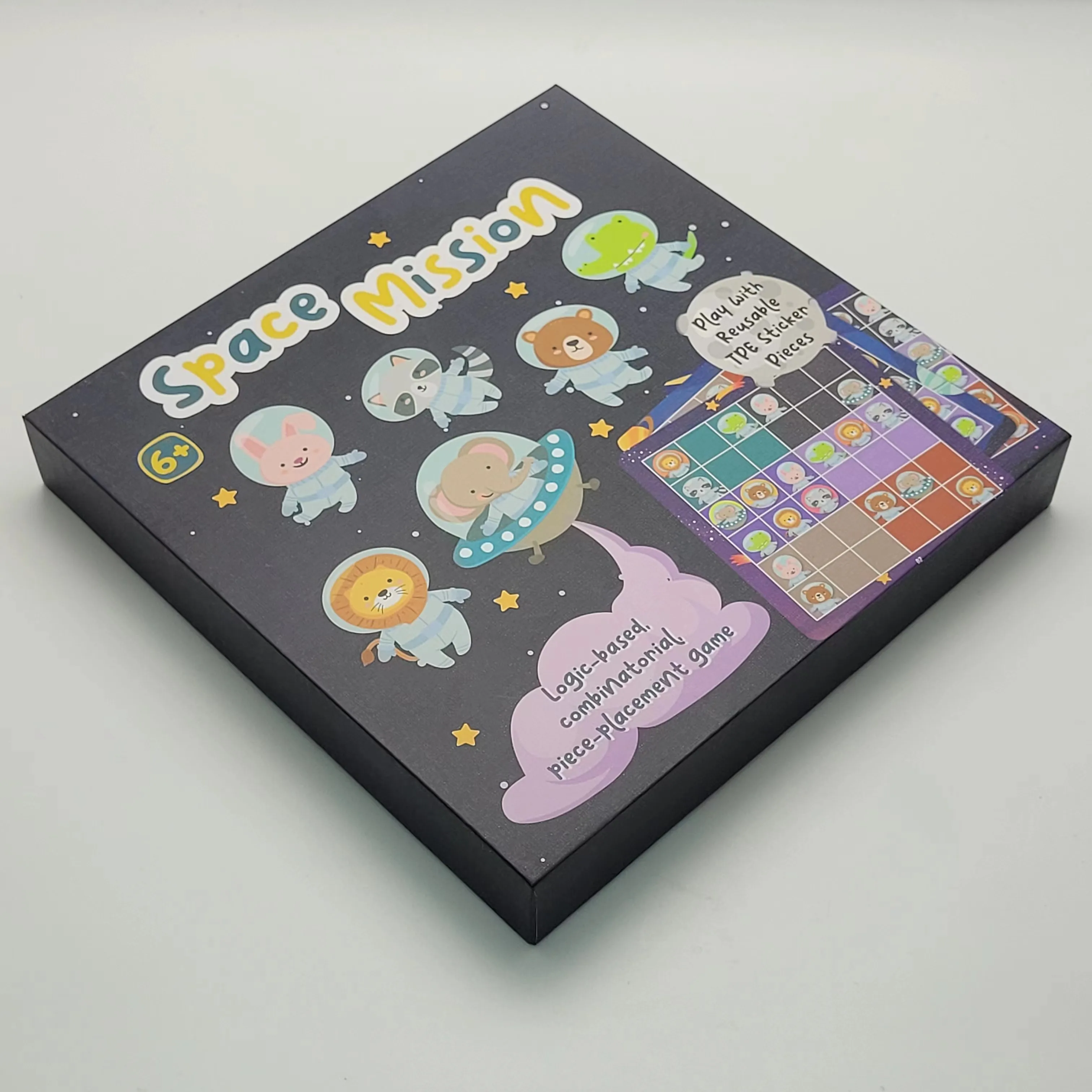 Space Mission board game high level TPE reusable TPR sticker washable custom OEM design waterproof vinyl sticker, Sudoku game