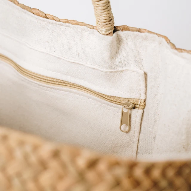 Kajood Wicker Thailand Handmade Tote Bag Light Brown Color Vintage Style Hand Craft Product of Thailand