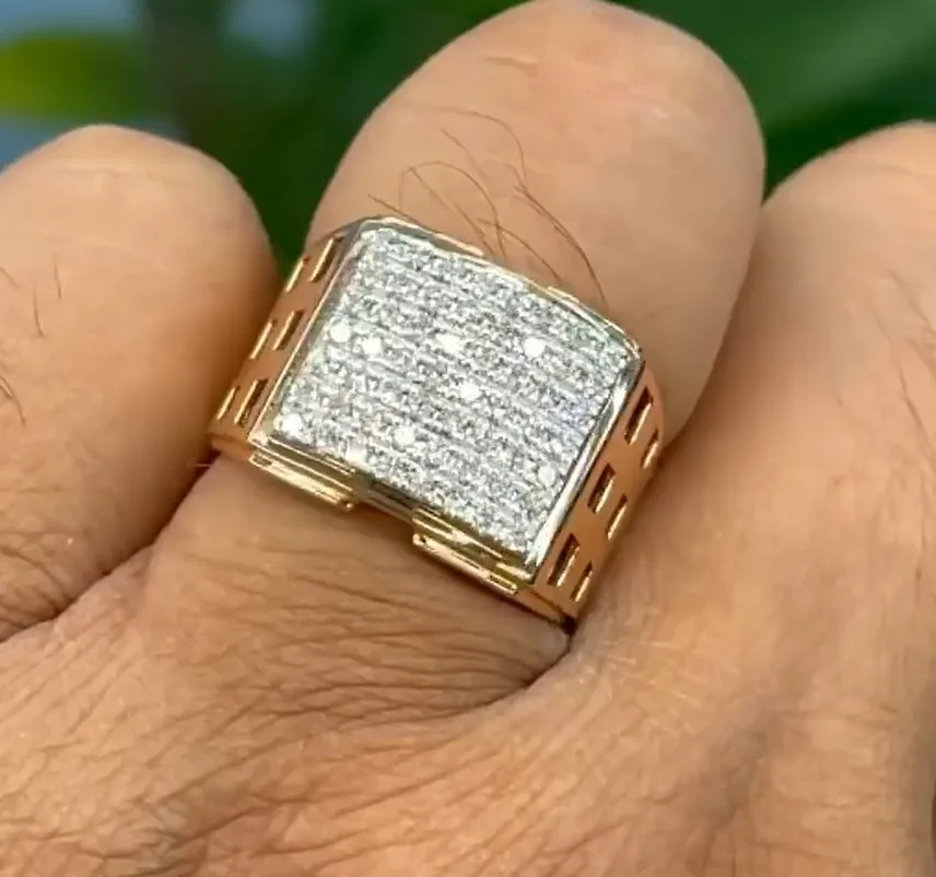 Jeny Jewels Jewelry Real Gold Ring 1.75CT Emerald Cut Diamond Engagement Ring 14K Pure Gold Halo Moissanite Ring For womens