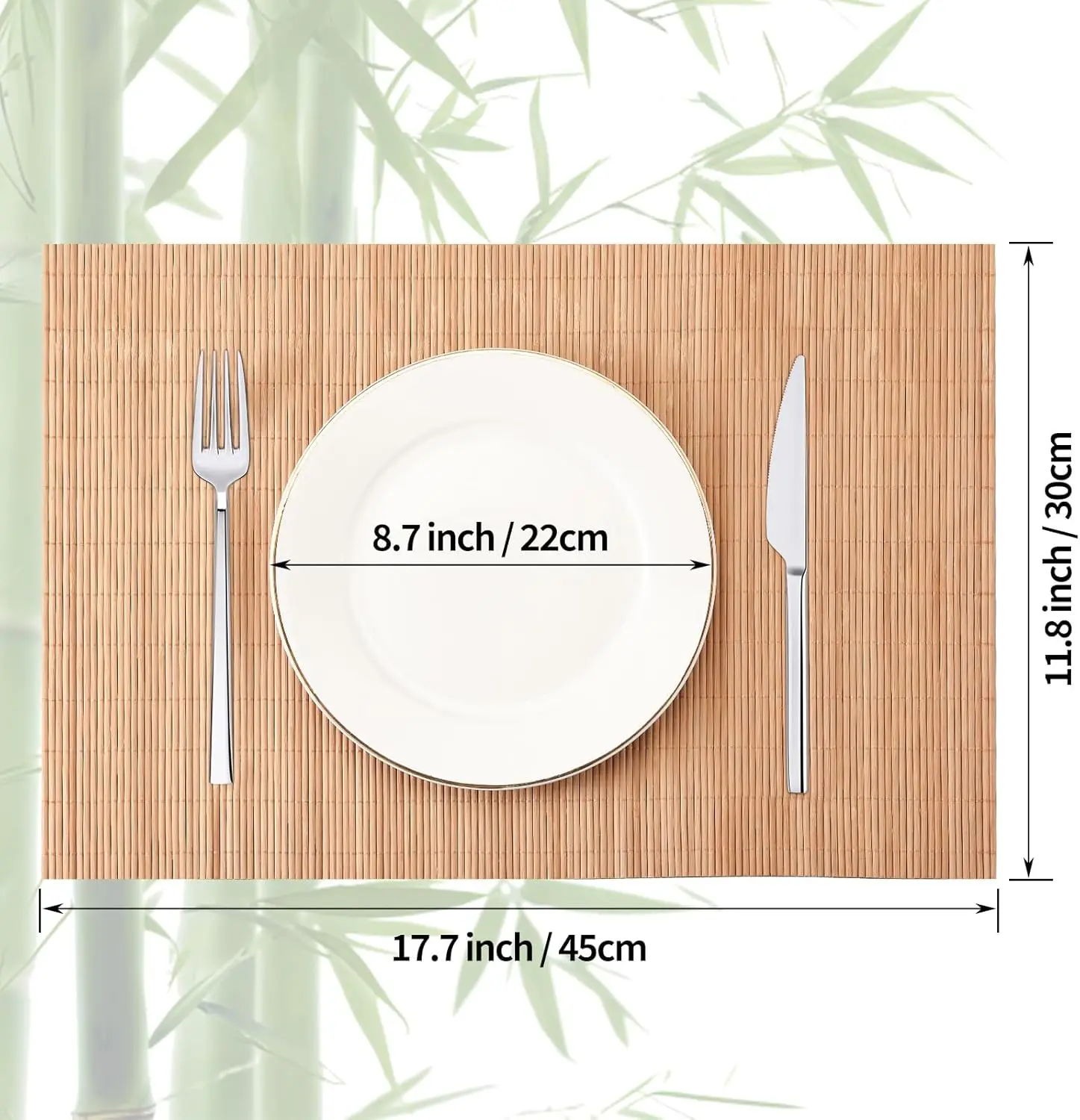 Bamboo Placemats Japanese Style Natural Anti-Slip Washable Heat-Resistant Table Mats for Dining Room
