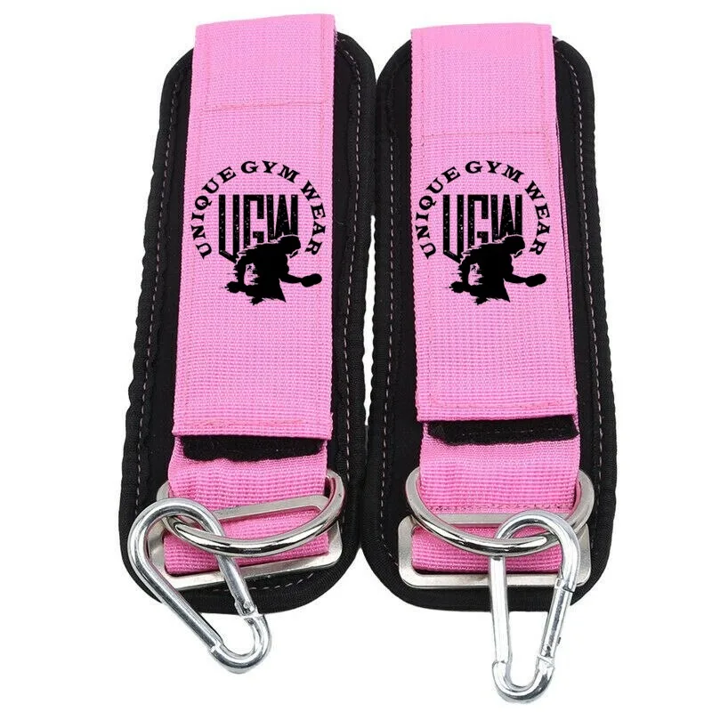 Customized Logo D-Ring Ankle Strap Pink Neoprene Cable Ankle Straps For Cable Machines