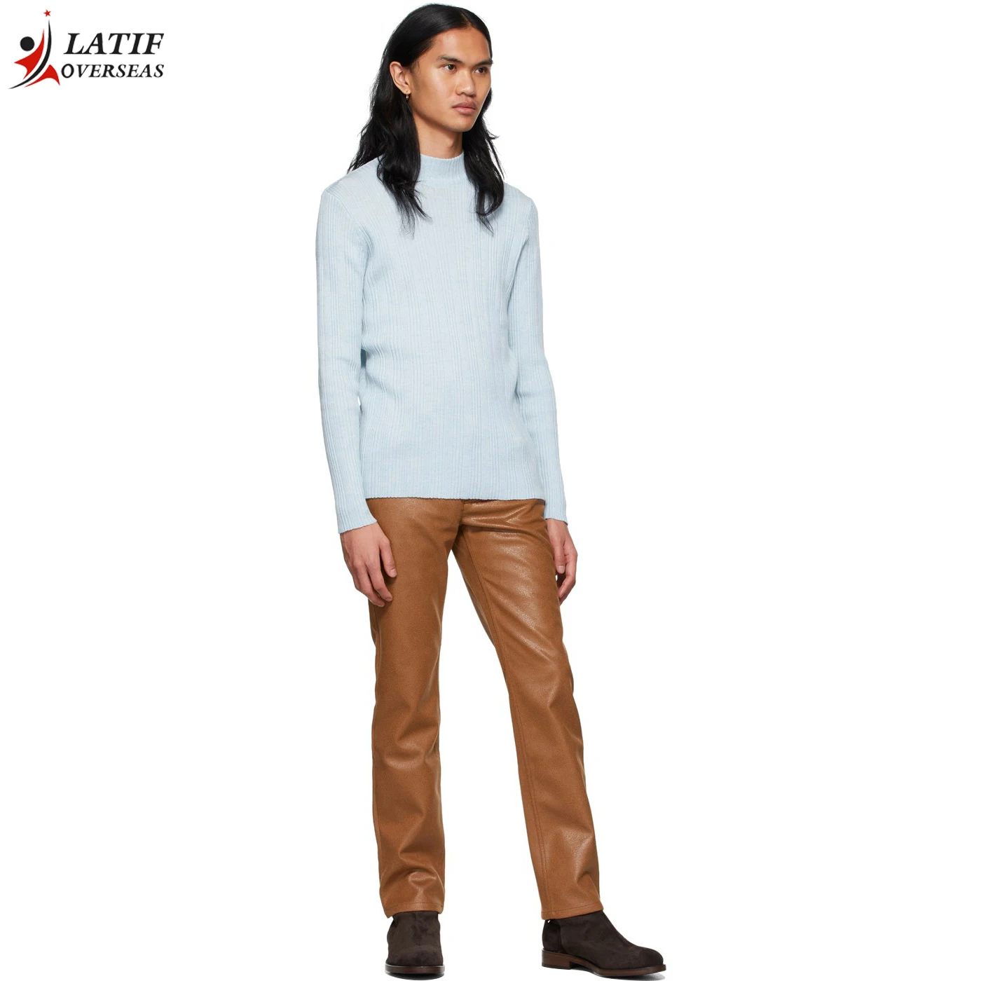 Wholesale New Men Leather Pants Superior Elastic Male Fashion Motorcycle Faux Leather Pants