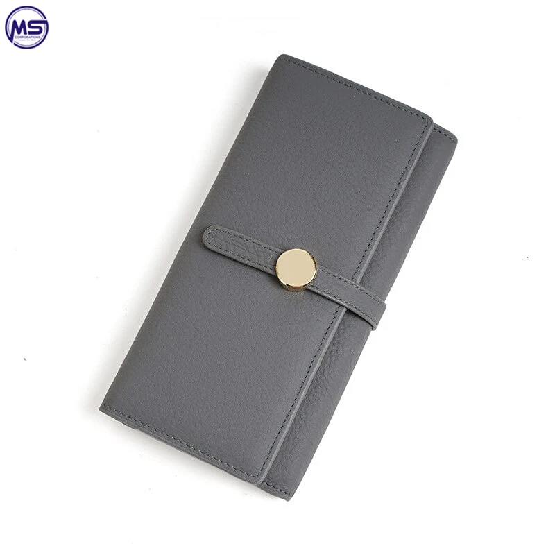 Custom Made Your Own Design Black Color High Quality Women Double Zipper Leather Wallets For Girls