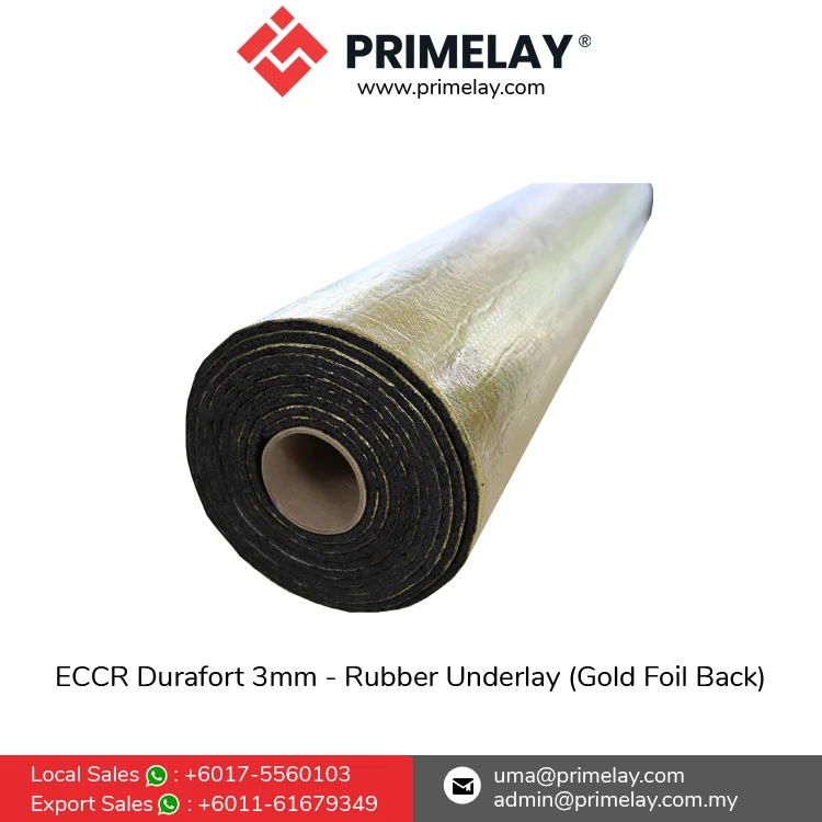 Outstanding Durafort 3mm Rubber Carpet Flooring Underlay ECCR Durafort Strong Protective Layer Gold Foil Back Modern Waterproof