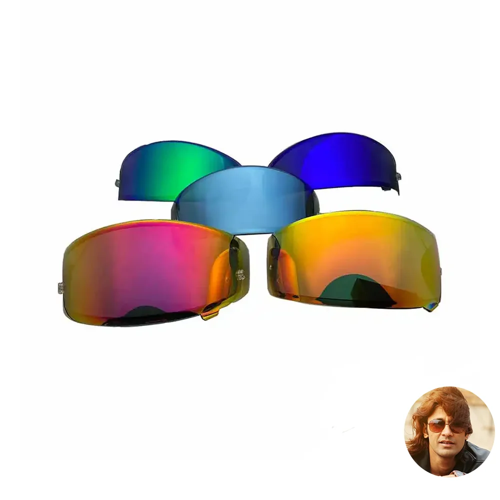 High efficiency product HE01 model lens featuring Impact-absorbing material for Open-face motorcycle helmets with detachable vis