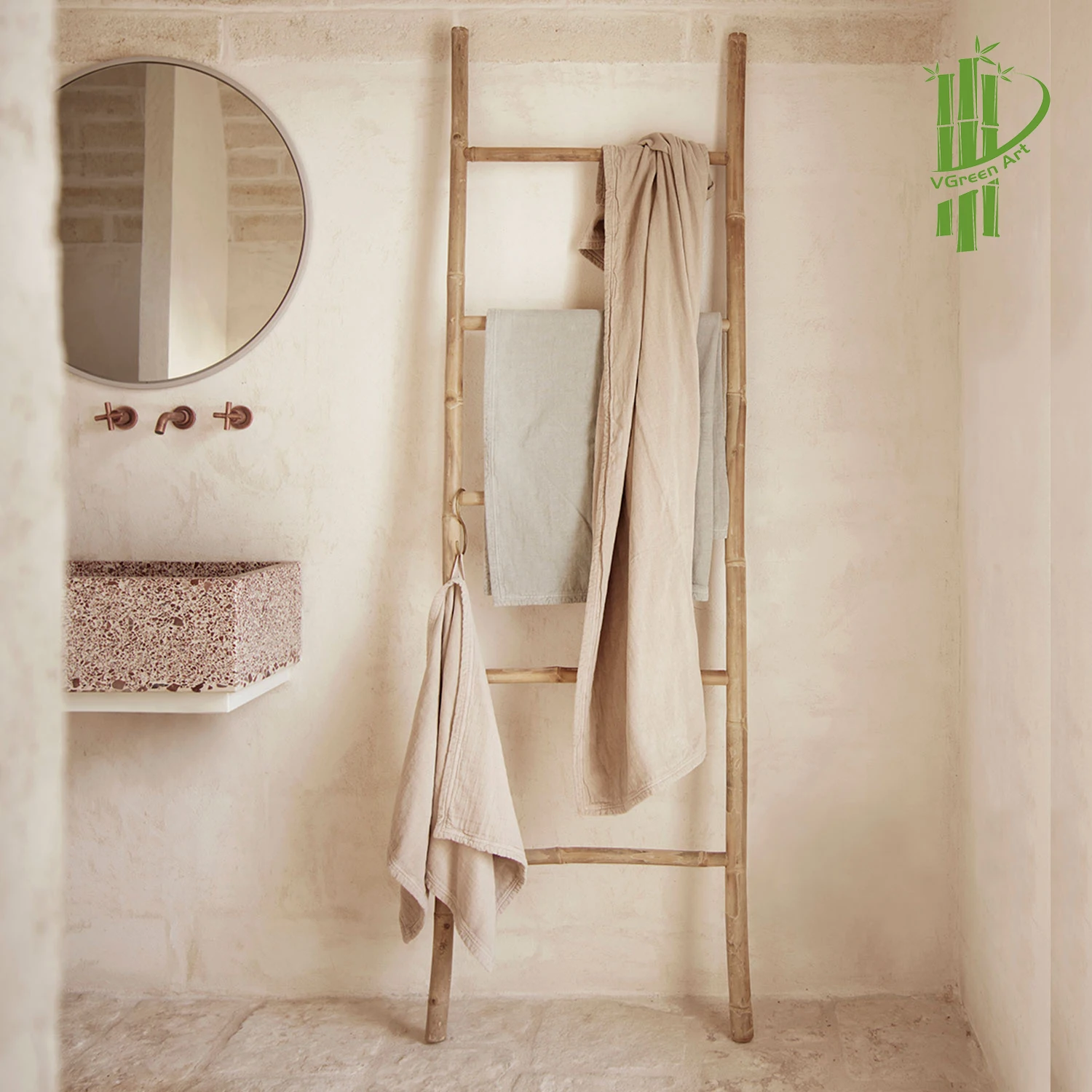 Оптовая продажа из Вьетнама Бамбуковая лестница 100% натуральная вешалка для банных полотенец полка одеял лестницы ванной комнаты вешалки и стойки белья