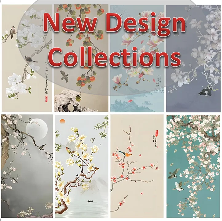 Home Decor Simple Ink Plum Orchid Bamboo Print Posters Flowers Bird Wall Art Chinese Landscape Painting