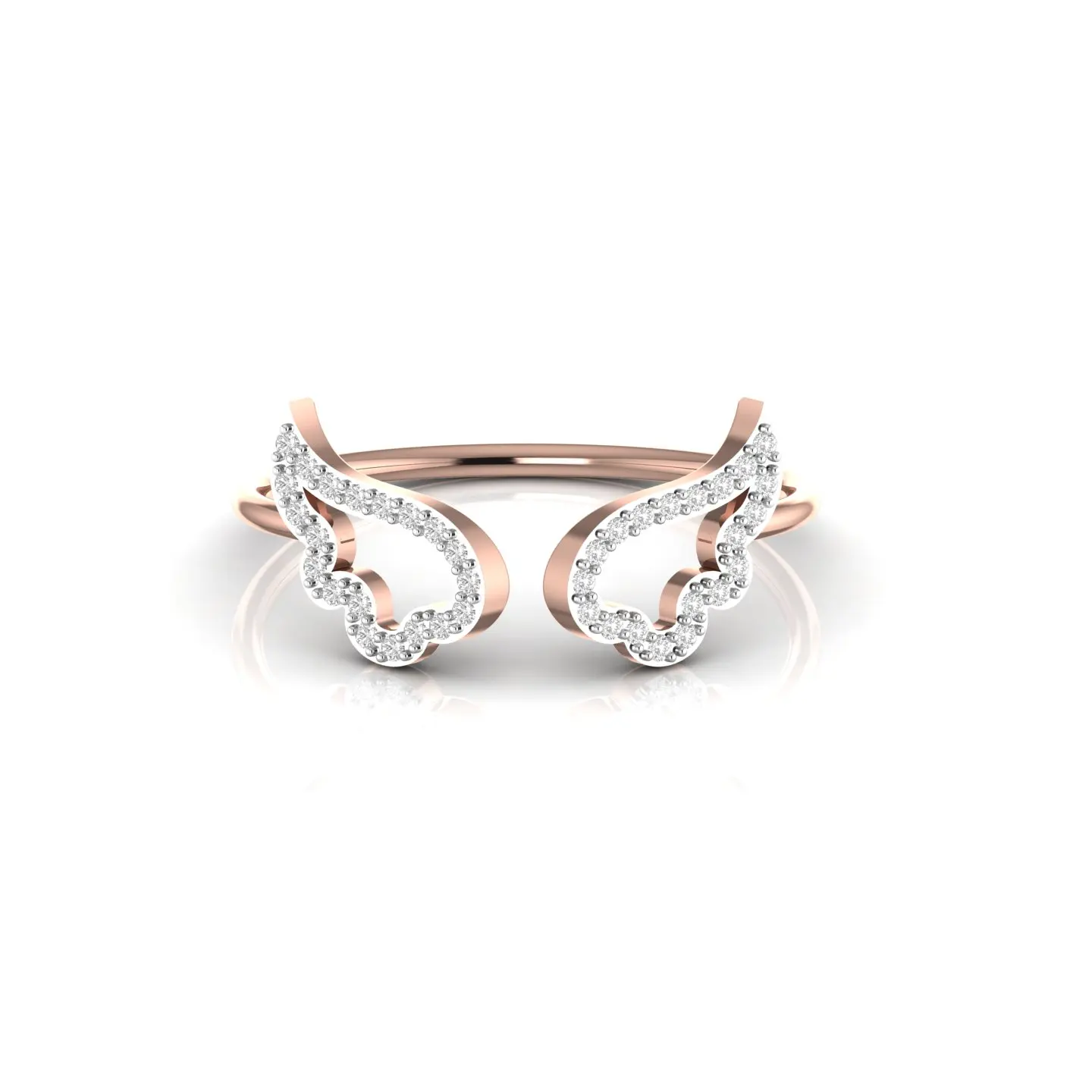 Angel Wings Adjustable Natural Diamond Wedding Ring In 14kt Yellow Gold For Women Fine Real Jewelry Birthday Anniversary Gift