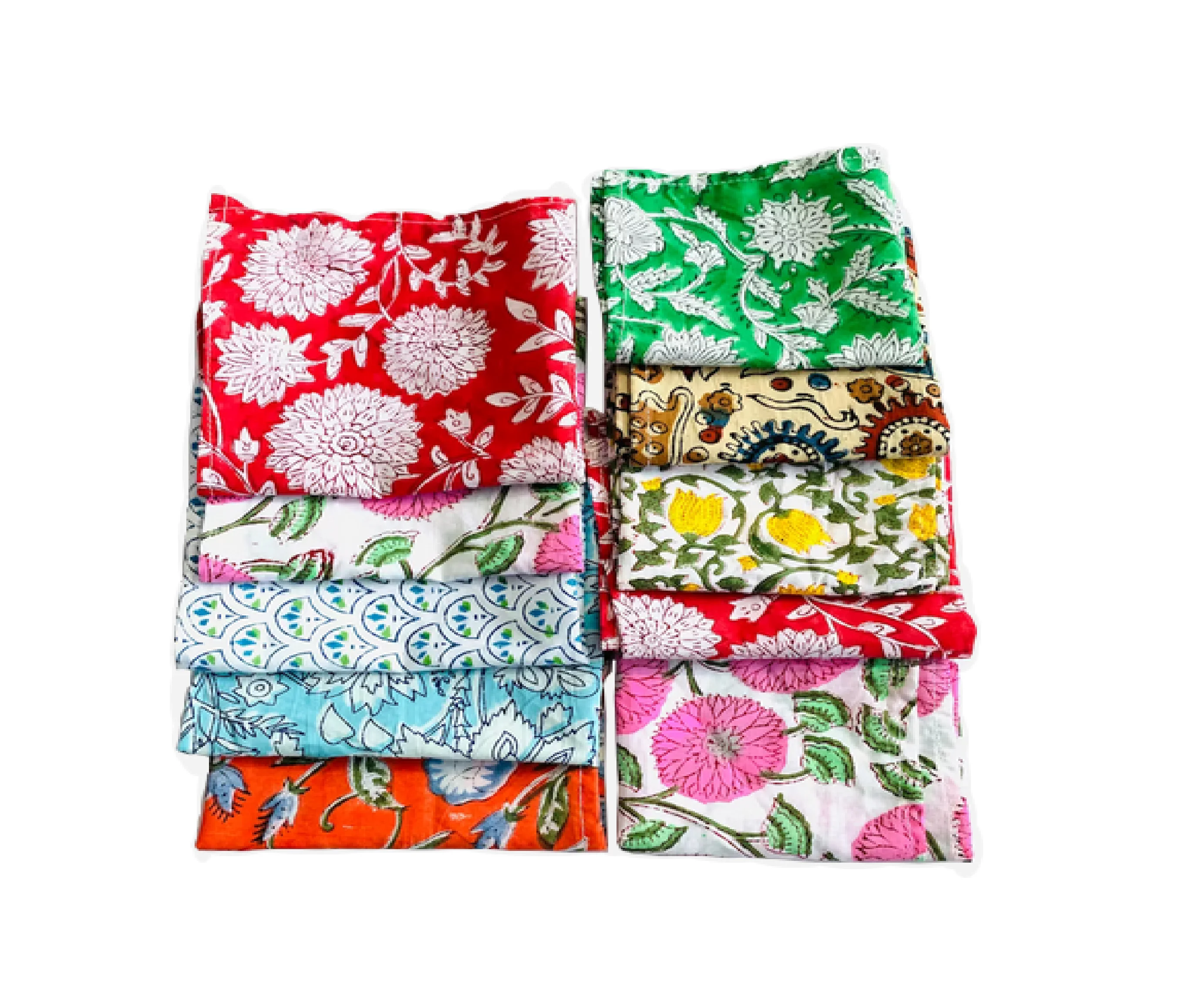 Factory Direct Supply 100% Cotton Handmade Block Floral Print Ethnic Assorted Custom Hotel Restaurants Dinner Table Napkins Set