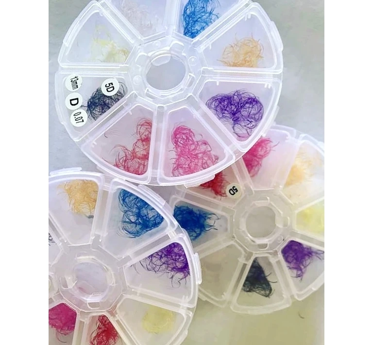 Professional Supplier color lash Korean Pbt Mixed Silk Fiber Curl CD Colorful Lash Natur Individual False  Eyelashes Cluster